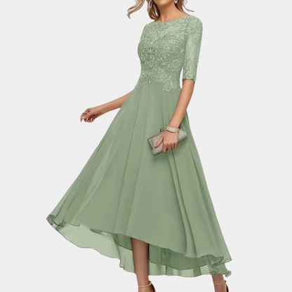 Embroidered A-Line Midi Dress