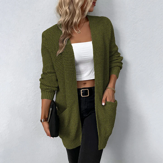 Textured Knit Open Cardigan