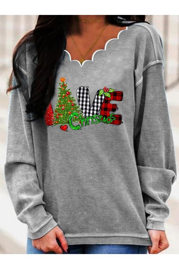 Christmas Love Scallop Sweatshirt