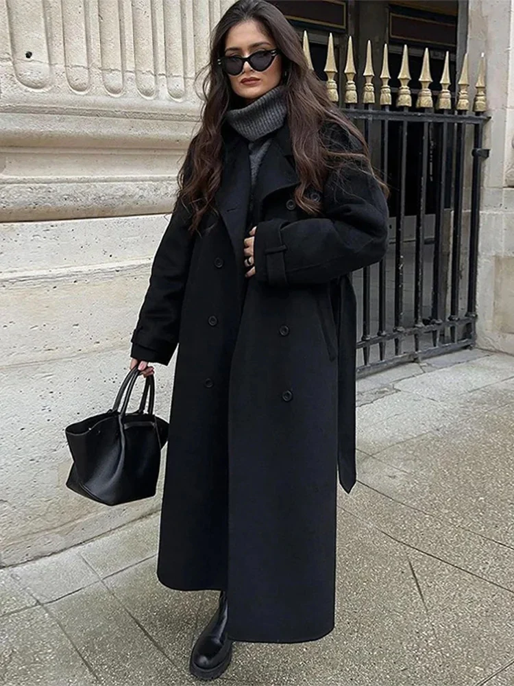 Long Double-Breasted Coat For Fall