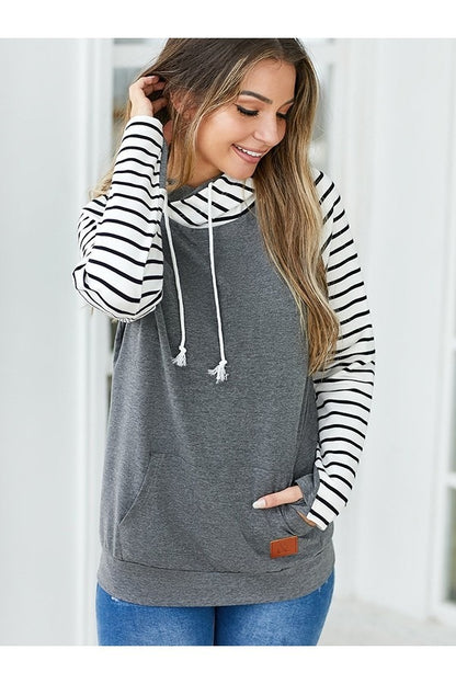 Fall Horizon Contrast Stripe Hoodie