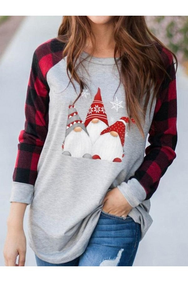 Plaid Sleeve Gnome Sweatshirt