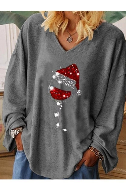 Santa Hat Wine Glass Sweatshirt