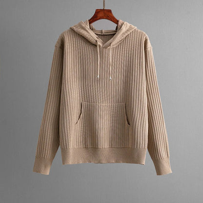 Fall Ribbed Knit Hoodie Set