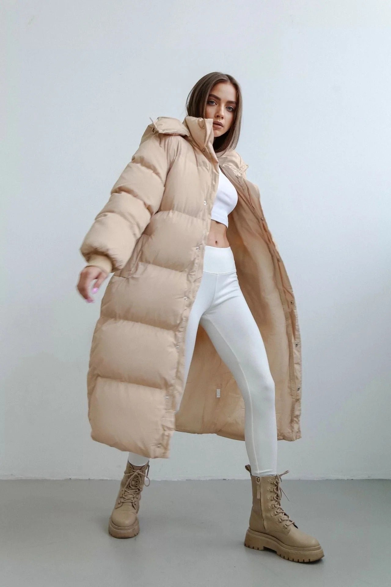 Longline Puffer Coat For Fall