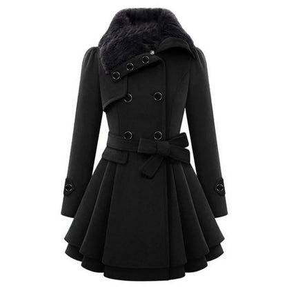 Double-Breasted Fit-and-Flare Coat