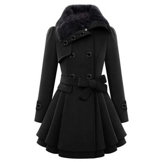 Double-Breasted Fit-and-Flare Coat