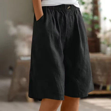 Wide Casual Shorts - Lightweight Fabric, Relaxed Fit