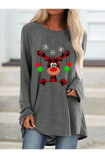 Plaid Reindeer Holiday Sweatshirt