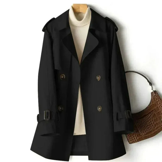Short Double-Breasted Trench Coat For Fall