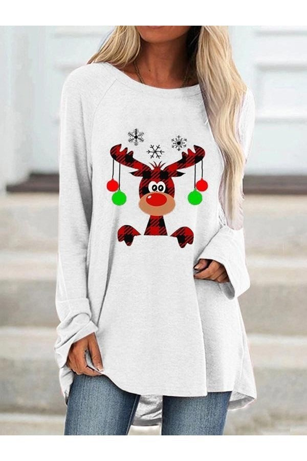Plaid Reindeer Holiday Sweatshirt