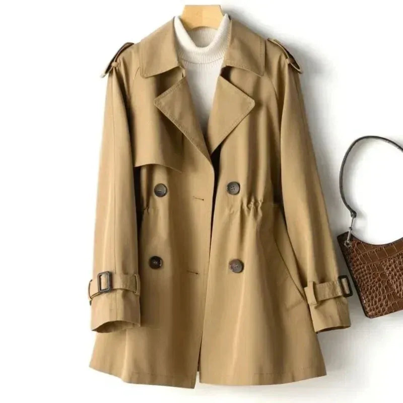 Short Double-Breasted Trench Coat For Fall