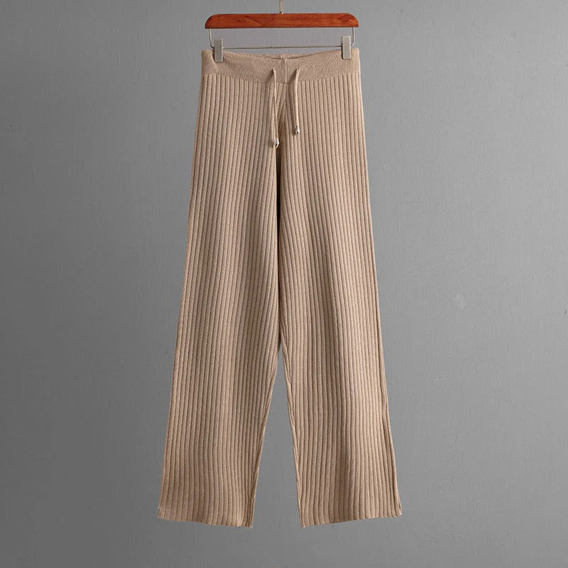 Fall Ribbed Knit Hoodie Set