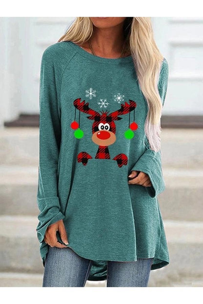 Plaid Reindeer Holiday Sweatshirt