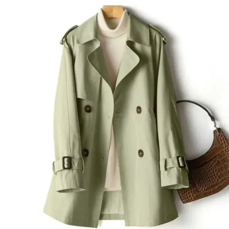 Short Double-Breasted Trench Coat For Fall