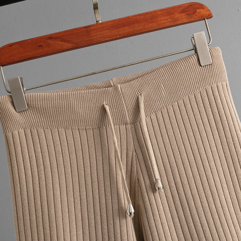 Fall Ribbed Knit Hoodie Set