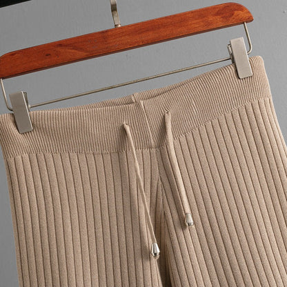 Fall Ribbed Knit Hoodie Set