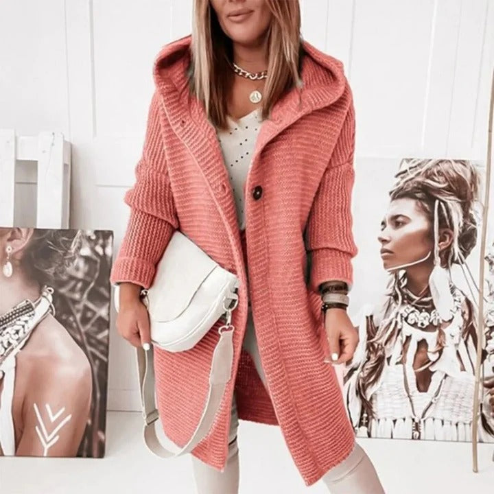 Fall Knit Hooded Coat