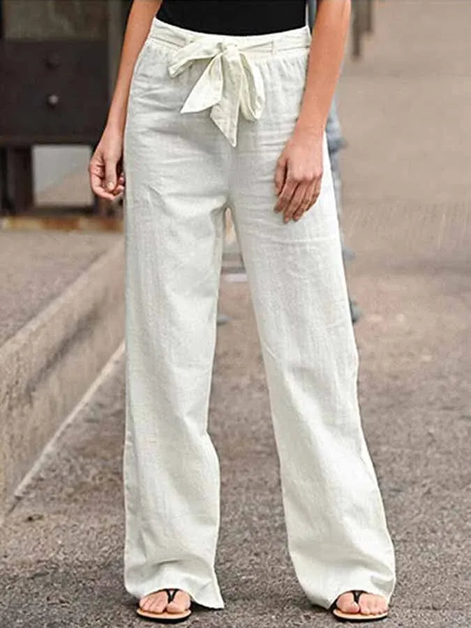 Wide-Leg Tie Waist Pants