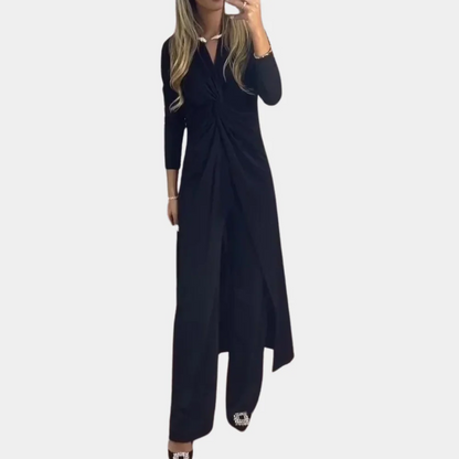 Twist Drape Top & Wide-Leg Set