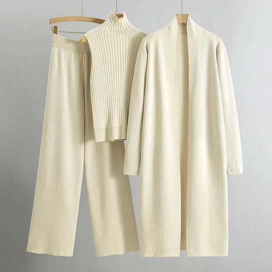 Three-Piece Ribbed Knit Set