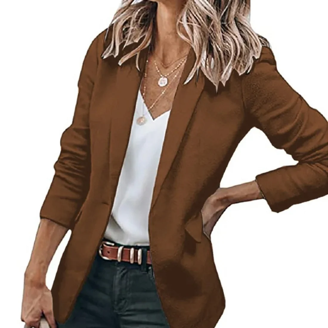 Tailored Open-Front Blazer