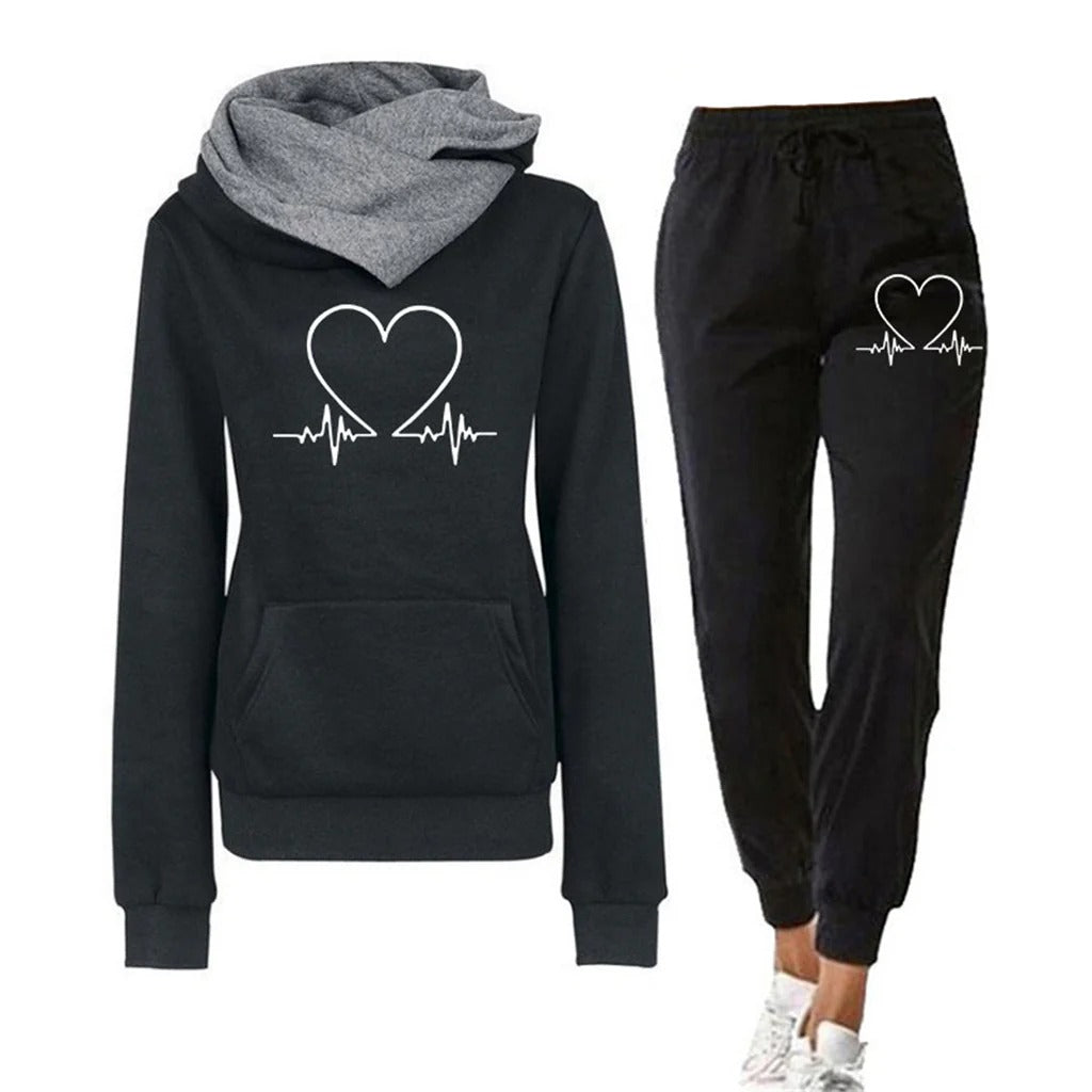 Heart Graphic Hoodie Set