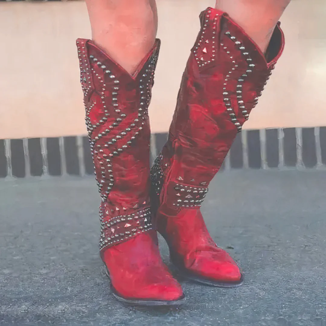 Fall Rivet-Detail Western Boots