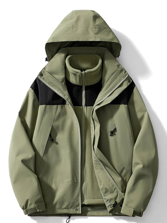 Two-Layer Hooded Jacket For Fall