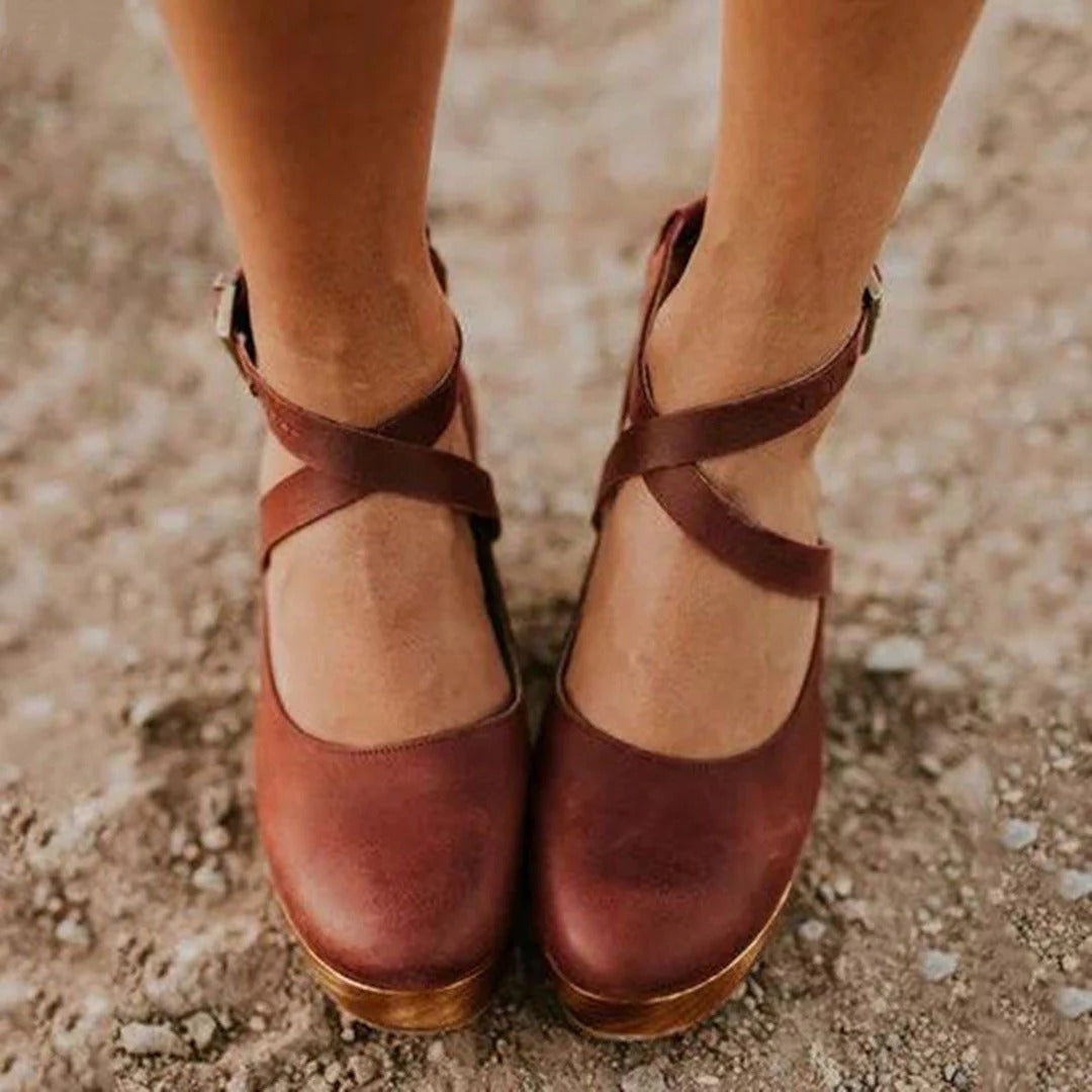 Wood Heel Strap Clogs
