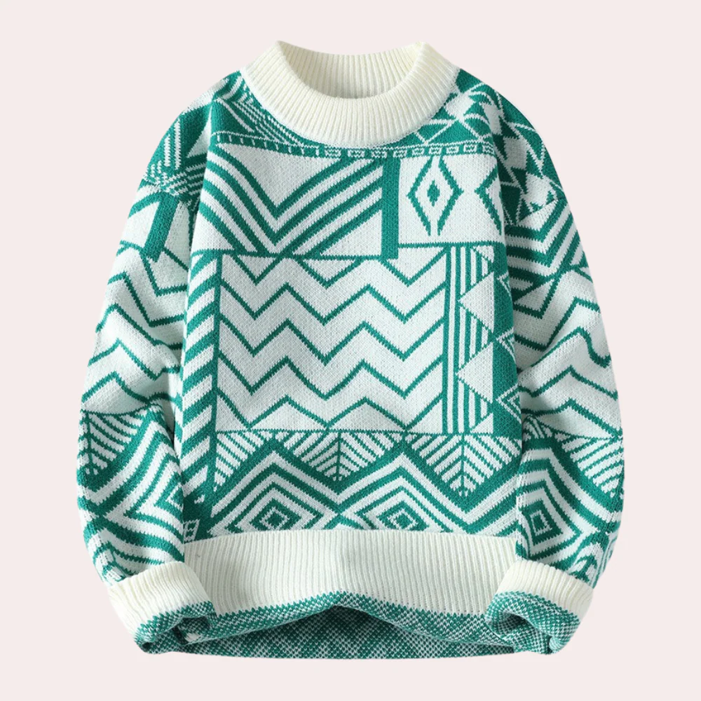 Fall Graphic Panel Knit Sweater