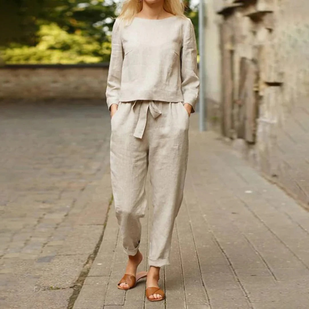 Long-Sleeve Top and Tapered Pants Set