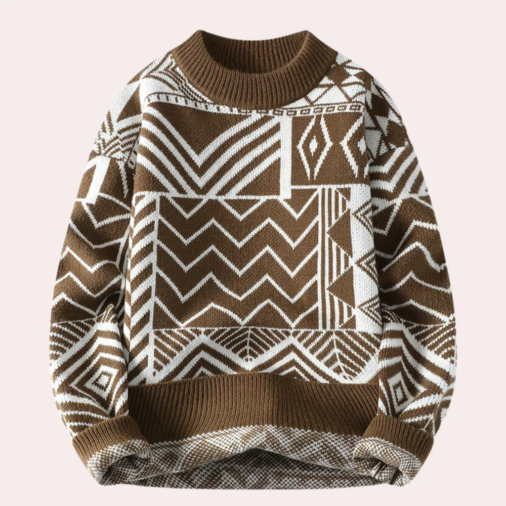 Fall Graphic Panel Knit Sweater