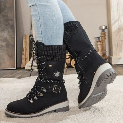 Fall Lace-Up Trek Boots with Knit Cuff