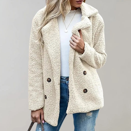Textured Double-Breasted Short Coat