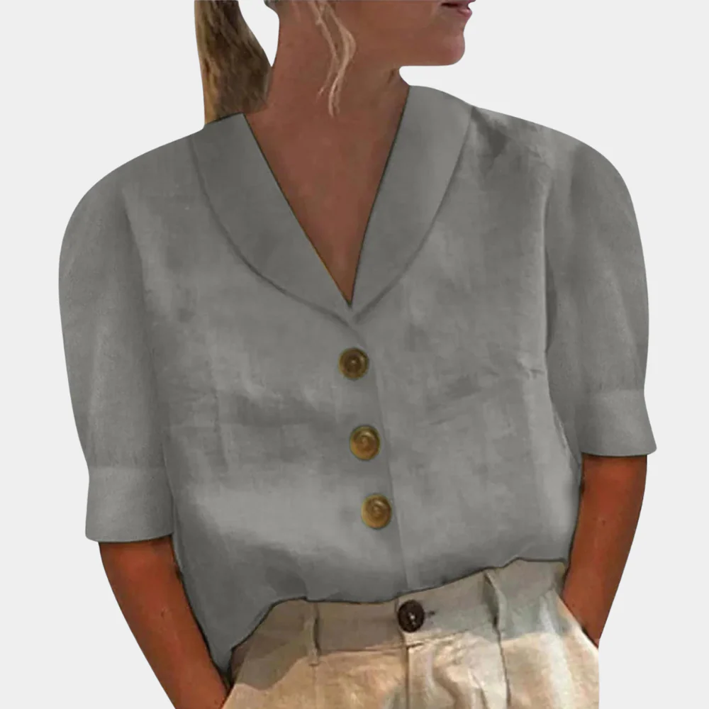 Short-Sleeve Button Blouse