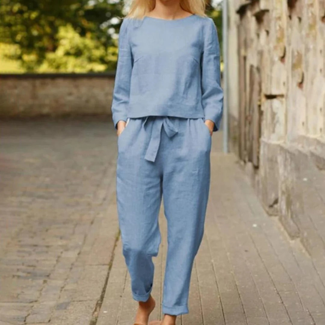 Long-Sleeve Top and Tapered Pants Set