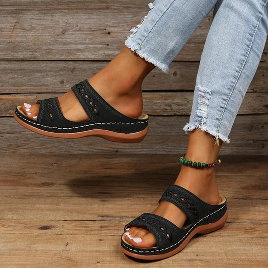 Cutout Strap Slide Sandals