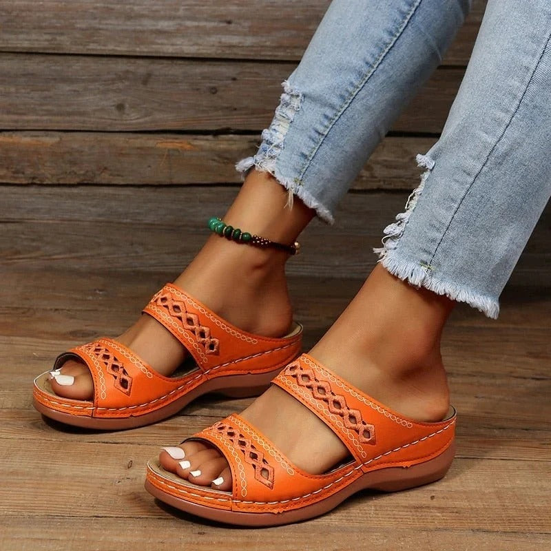 Cutout Strap Slide Sandals