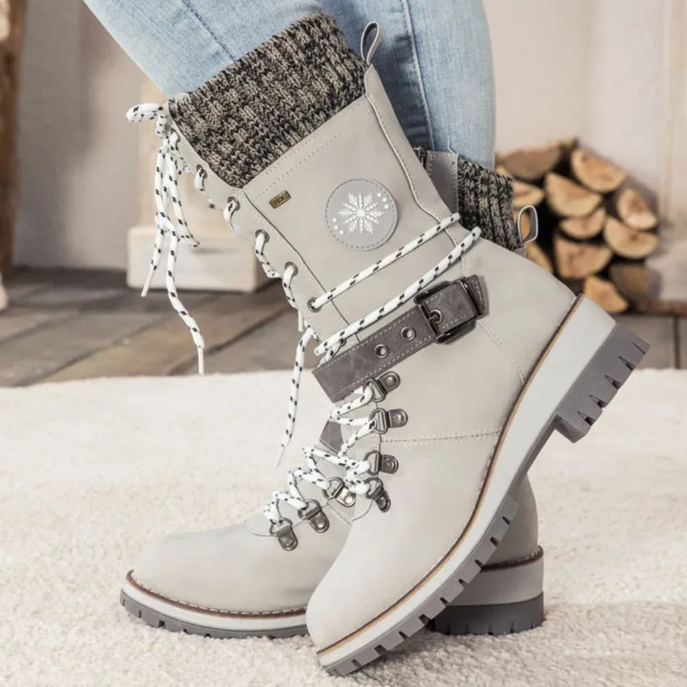 Fall Lace-Up Trek Boots with Knit Cuff