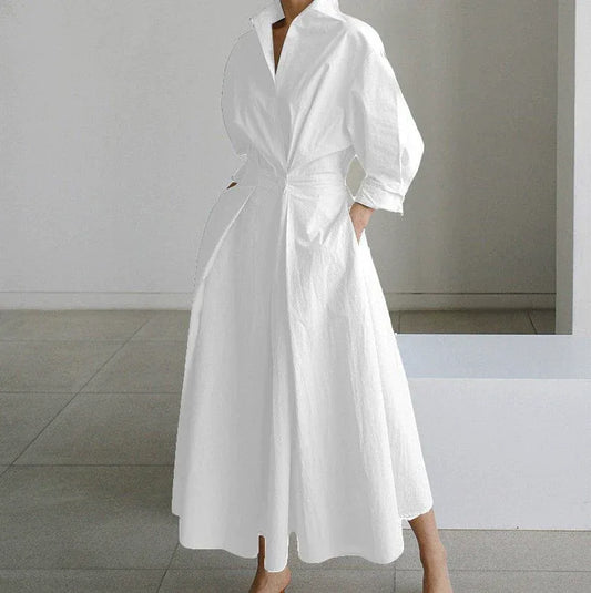 Twist Front Midi Shirt Dress