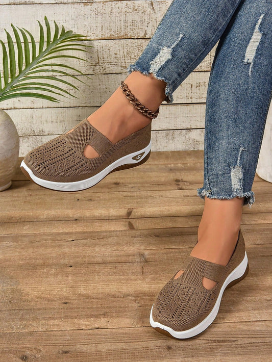Cutout Knit Slip-Ons