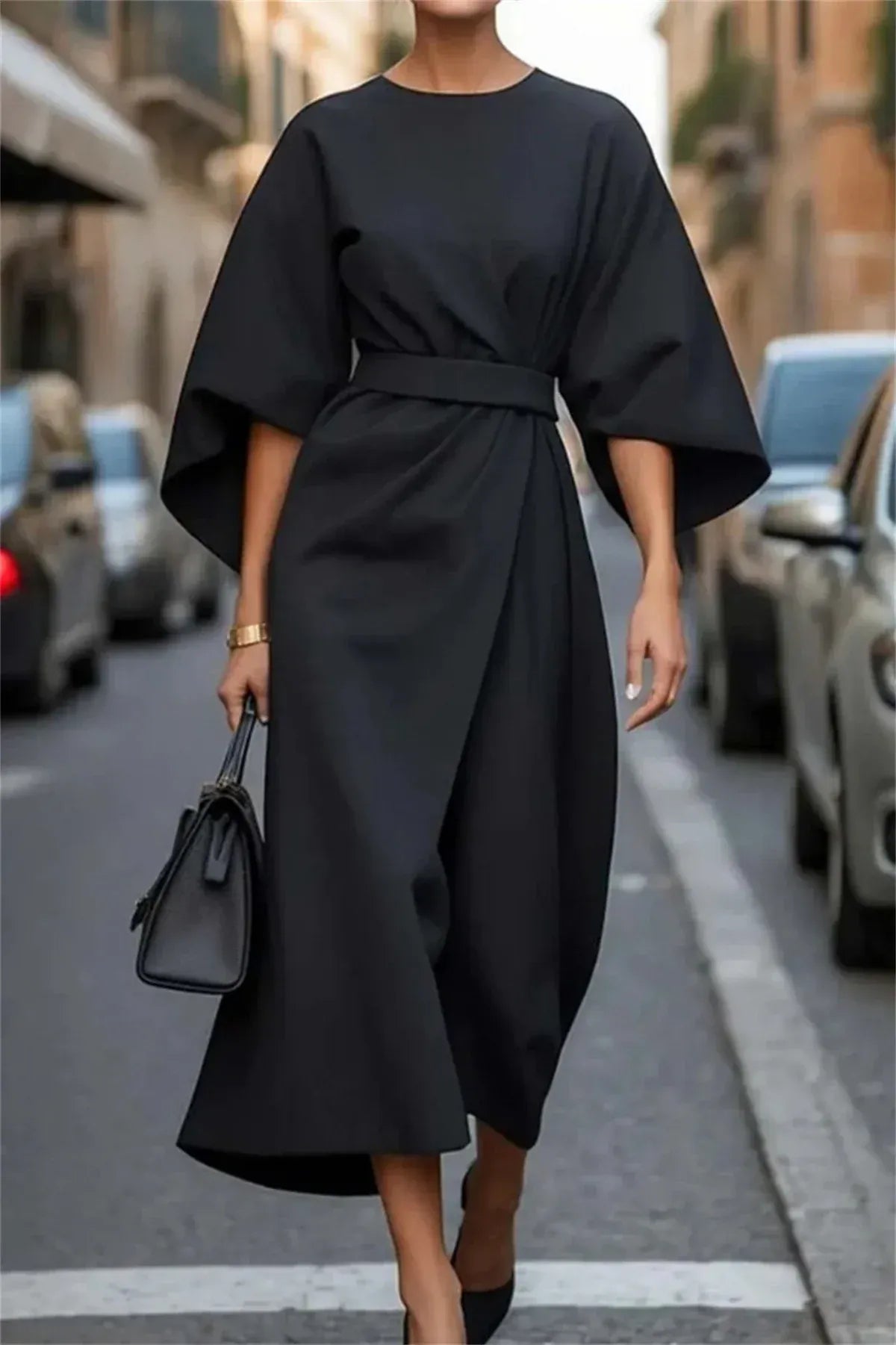 Structured Batwing Midi Dress