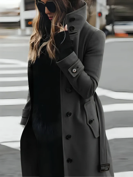 Fall High-Collar Tailored Coat