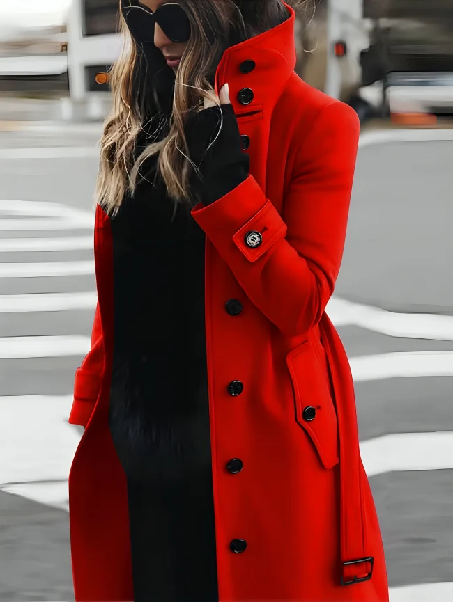 Fall High-Collar Tailored Coat