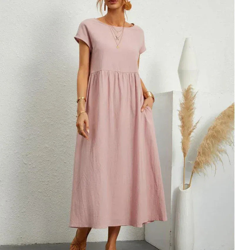 Cap Sleeve A-Line Midi Dress