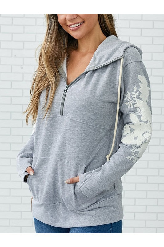 Fall Embroidered Zip Hoodie