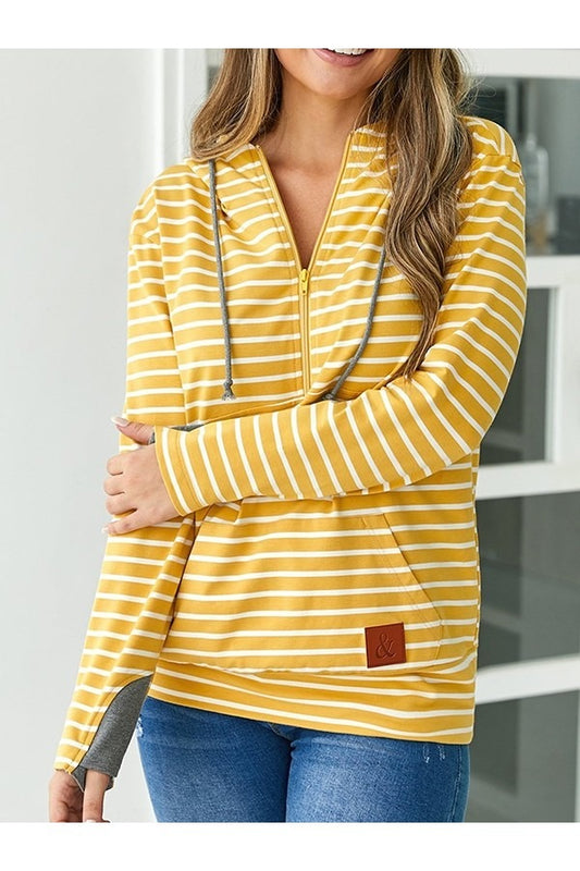Fall Horizon Stripe Zip Hoodie
