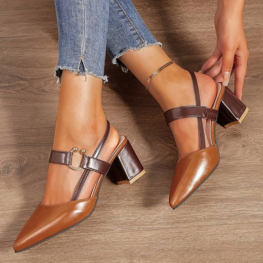 Two-Tone Block Heel Pumps