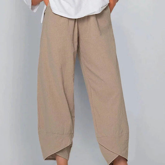 Cropped Overlap Hem Pants